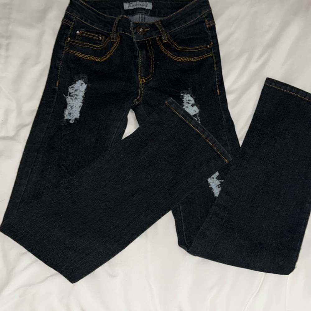 Women's Jeans Distressed Denim Straight Leg Jeans Size 1